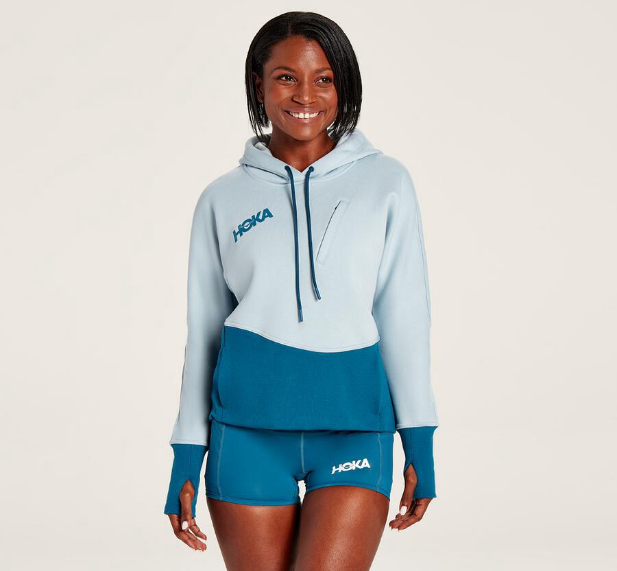 Hoka Australia One One Performance - Womens Hoodie Blue - WZKHX-5419